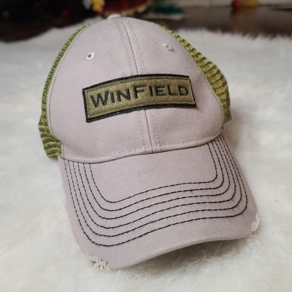 Distressed green‎ and grey Winfield hat